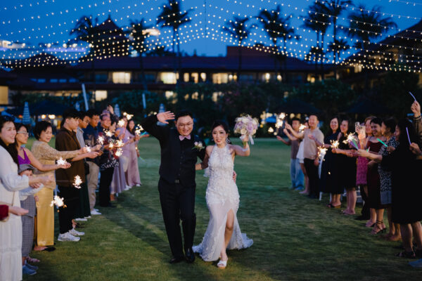 Outdoor garden wedding reception at Holiday Inn Resort Baruna Tuban Bali